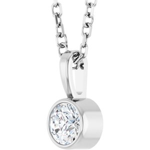 Platinum 1/6 CT Natural Diamond Bezel-Set Solitaire 16-18" Necklace Ethereal Legacy Boutiques