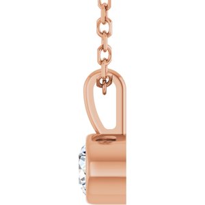14K Rose 1/6 CT Natural Diamond Bezel-Set Solitaire 16-18" Necklace Ethereal Legacy Boutiques