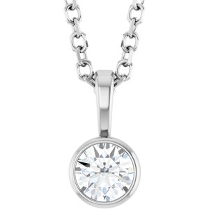 14K White 1/6 CT Natural Diamond Bezel-Set Solitaire 16-18" Necklace Ethereal Legacy Boutiques