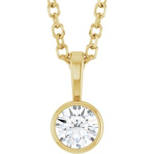14K Yellow 1/6 CT Natural Diamond Bezel-Set Solitaire 16-18" Necklace Ethereal Legacy Boutiques