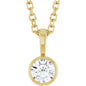 14K Yellow 1/6 CT Natural Diamond Bezel-Set Solitaire 16-18" Necklace Ethereal Legacy Boutiques
