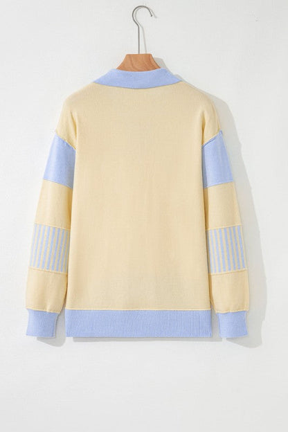 Stripe Colorblock Collared Drop Shoulder Sweater Shop Style & More | Fresh Looks, Everyday Deals & Free Shipping