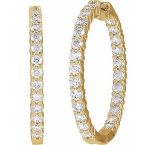 14K Yellow 5 CTW Lab-Grown Diamond Inside-Outside Hinged 37.8 mm Hoop Earrings Ethereal Legacy Boutiques