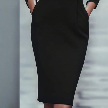 Women’s Black Bodycon Midi Dress FitiqueFit