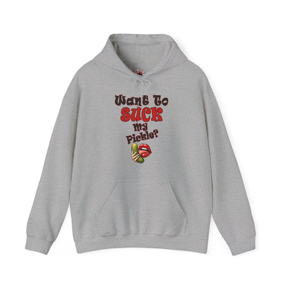Want To Suck My Pickle Hooded Sweatshirt The Devil's Pickle
