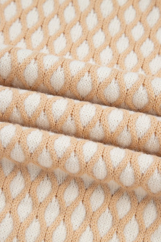 Rhombus Textured Knit Mock Neck Sweater Shop Style & More | Fresh Looks, Everyday Deals & Free Shipping