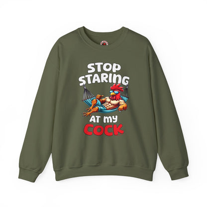 Stop Staring at My Cock Crewneck Sweatshirt The Devil's Pickle