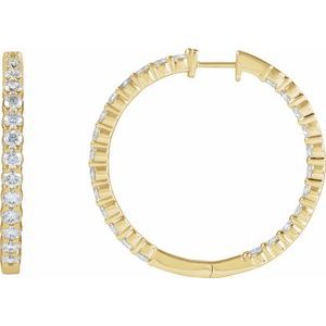 14K Yellow 5 CTW Lab-Grown Diamond Inside-Outside Hinged 37.8 mm Hoop Earrings Ethereal Legacy Boutiques
