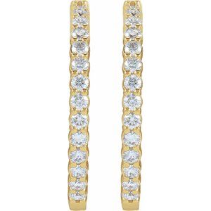 14K Yellow 5 CTW Natural Diamond Inside-Outside Hinged 37.8 mm Hoop Earrings