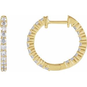 14K Yellow 3/4 CTW Lab-Grown Diamond Inside-Outside Hinged 17.2 mm Hoop Earrings Ethereal Legacy Boutiques