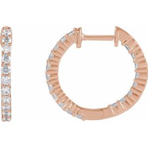 14K Rose 3/4 CTW Lab-Grown Diamond Inside-Outside Hinged 17.2 mm Hoop Earrings Ethereal Legacy Boutiques