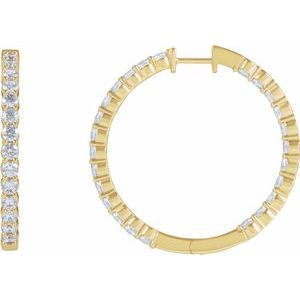 14K Yellow 4 CTW Lab-Grown Diamond Inside-Outside Hinged 36 mm Hoop Earrings Ethereal Legacy Boutiques