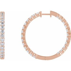 14K Rose 4 CTW Lab-Grown Diamond Inside-Outside Hinged 36 mm Hoop Earrings Ethereal Legacy Boutiques
