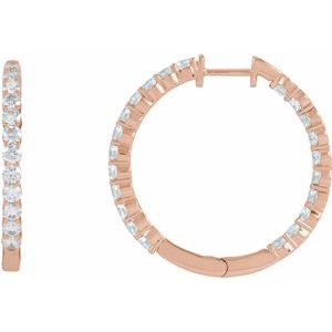 14K Rose 3 CTW Lab-Grown Diamond Inside-Outside Hinged 30 mm Hoop Earrings Ethereal Legacy Boutiques