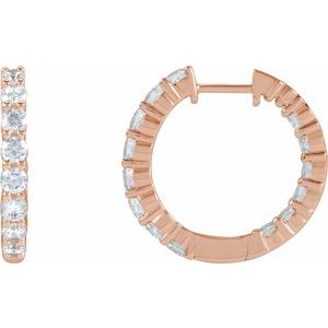 14K Rose 2 CTW Lab-Grown Diamond Inside-Outside Hinged 20 mm Hoop Earrings Ethereal Legacy Boutiques
