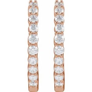 14K Rose 1 CTW Lab-Grown Diamond Inside-Outside Hinged 19.3 mm Hoop Earrings Ethereal Legacy Boutiques