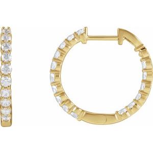 14K Yellow 1 CTW Natural Diamond Inside-Outside Hinged 19.3 mm Hoop Earrings Ethereal Legacy Boutiques