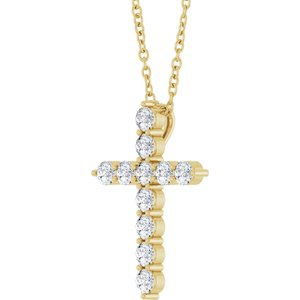 14K Yellow 3/8 CTW Lab-Grown Diamond Cross 16-18" Necklace Ethereal Legacy Boutiques