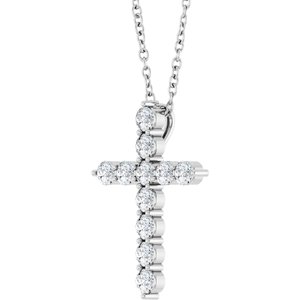 14K White 3/8 CTW Lab-Grown Diamond Cross 16-18" Necklace Ethereal Legacy Boutiques