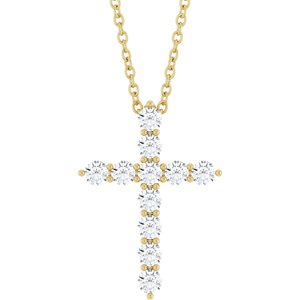 14K Yellow 3/8 CTW Natural Diamond Cross 16-18" Necklace Ethereal Legacy Boutiques