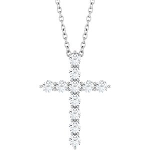 14K White 3/8 CTW Lab-Grown Diamond Cross 16-18" Necklace Ethereal Legacy Boutiques