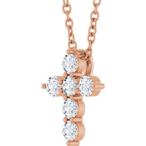 14K Rose 1/4 CTW Natural Diamond Cross 16-18" Necklace Ethereal Legacy Boutiques