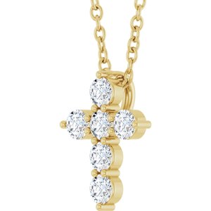 14K Yellow 1/4 CTW Natural Diamond Cross 16-18" Necklace Ethereal Legacy Boutiques