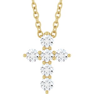 14K Yellow 1/4 CTW Natural Diamond Cross 16-18" Necklace Ethereal Legacy Boutiques