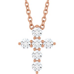 14K Rose 1/4 CTW Natural Diamond Cross 16-18" Necklace Ethereal Legacy Boutiques