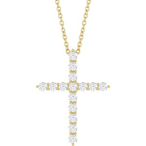 14K Yellow 1/2 CTW Natural Diamond Cross 16-18" Necklace Ethereal Legacy Boutiques