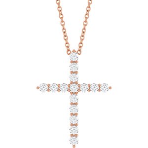 14K Rose 1/2 CTW Natural Diamond Cross 16-18" Necklace Ethereal Legacy Boutiques