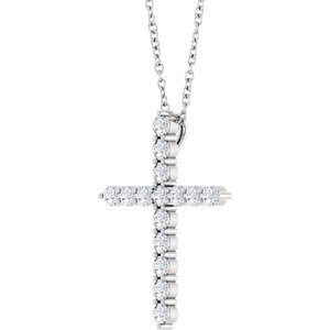 Platinum 1/2 CTW Natural Diamond Cross 16-18" Necklace Ethereal Legacy Boutiques
