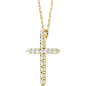 14K Yellow 1/2 CTW Lab-Grown Diamond Cross 16-18" Necklace Ethereal Legacy Boutiques