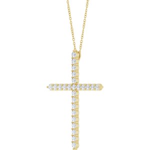 14K Yellow 1 CTW Natural Diamond Cross 16-18" Necklace Ethereal Legacy Boutiques