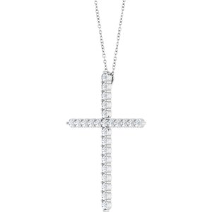 14K White 1 CTW Natural Diamond Cross 16-18" Necklace Ethereal Legacy Boutiques