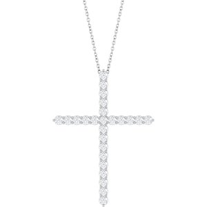 Platinum 1 CTW Natural Diamond Cross 16-18" Necklace Ethereal Legacy Boutiques