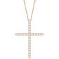 14K Rose 1 CTW Lab-Grown Diamond Cross 16-18" Necklace Ethereal Legacy Boutiques