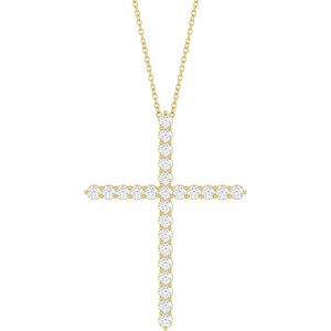 14K Yellow 1 CTW Natural Diamond Cross 16-18" Necklace Ethereal Legacy Boutiques