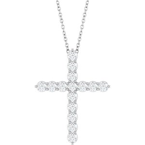 Sterling Silver 3/4 CTW Natural Diamond Cross 16-18" Necklace Ethereal Legacy Boutiques