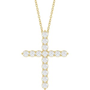 14K Yellow 3/4 CTW Lab-Grown Diamond Cross 16-18" Necklace Ethereal Legacy Boutiques