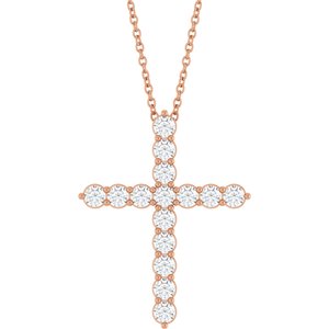 14K Rose 3/4 CTW Lab-Grown Diamond Cross 16-18" Necklace Ethereal Legacy Boutiques
