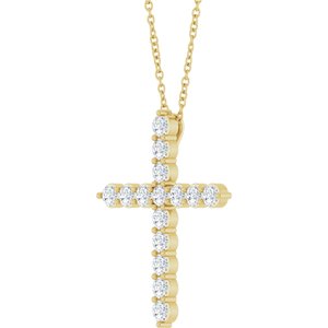 14K Yellow 3/4 CTW Lab-Grown Diamond Cross 16-18" Necklace Ethereal Legacy Boutiques