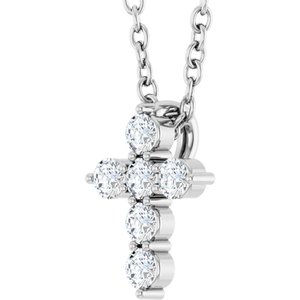 14K White 1/6 CTW Natural Diamond Cross 16-18" Necklace Ethereal Legacy Boutiques
