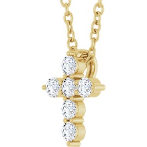 14K Yellow 1/6 CTW Natural Diamond Cross 16-18" Necklace Ethereal Legacy Boutiques