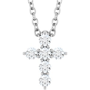 14K White 1/6 CTW Natural Diamond Cross 16-18" Necklace Ethereal Legacy Boutiques