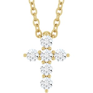 14K Yellow 1/6 CTW Natural Diamond Cross 16-18" Necklace Ethereal Legacy Boutiques