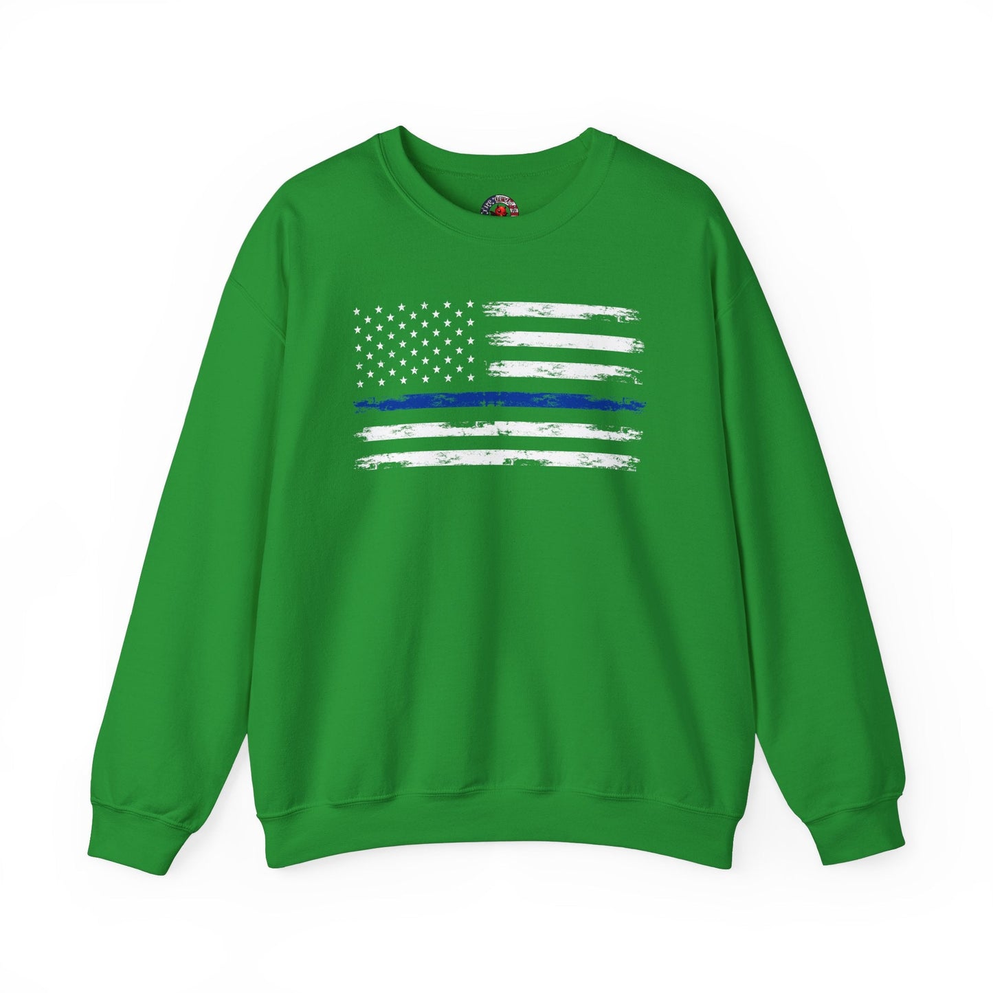Thin Blue Line American Flag Crewneck Sweatshirt The Devil's Pickle