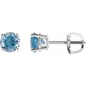 Sterling Silver 6 mm Natural Aquamarine Earrings Ethereal Legacy Boutiques