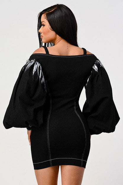 Denim black dye sleeve zip up dress See size chart under “more details” The Fashion Celestial