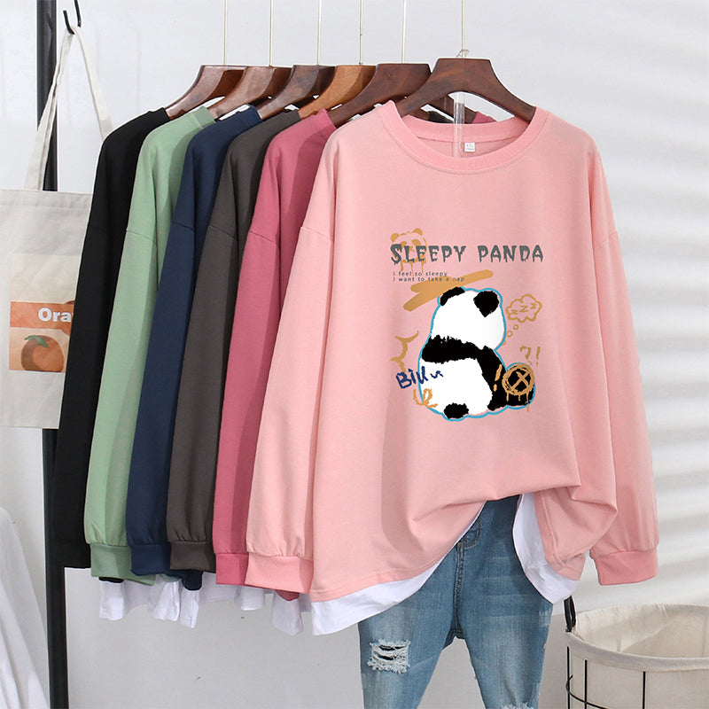 Women's Trendy Sweater Thin Loose Plus Size Fake Two Piece Top See size chart under “more details” The Fashion Celestial